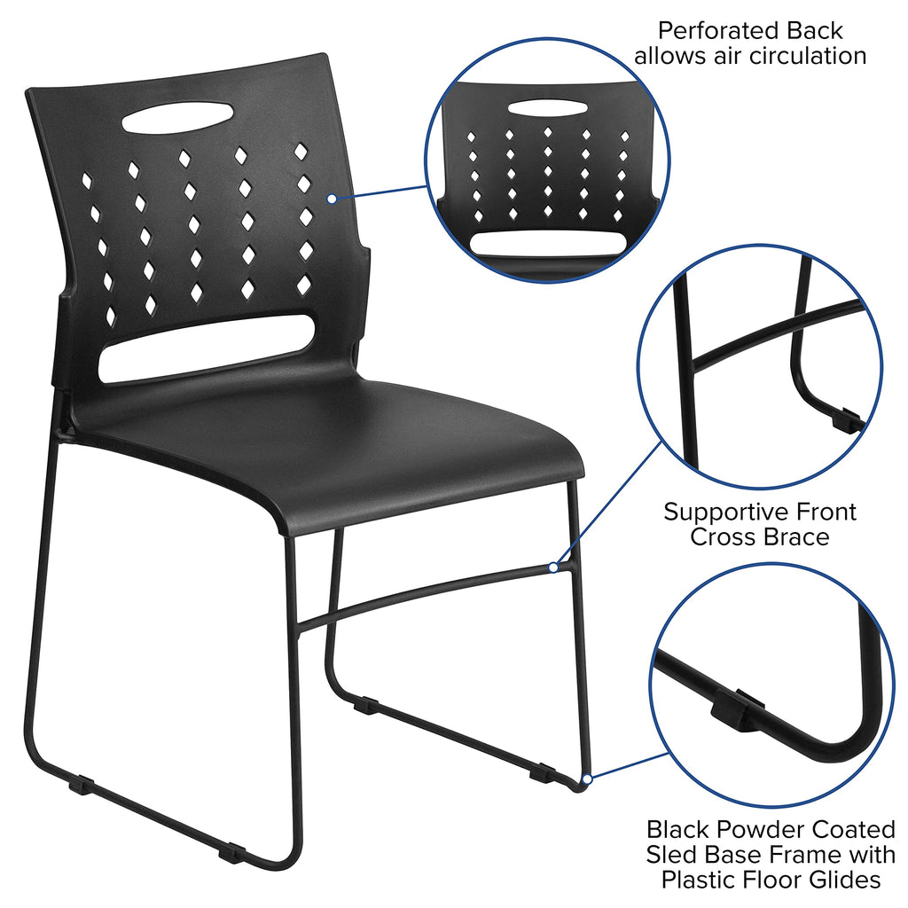 Black Stacking Chairs Set of 5 W369521