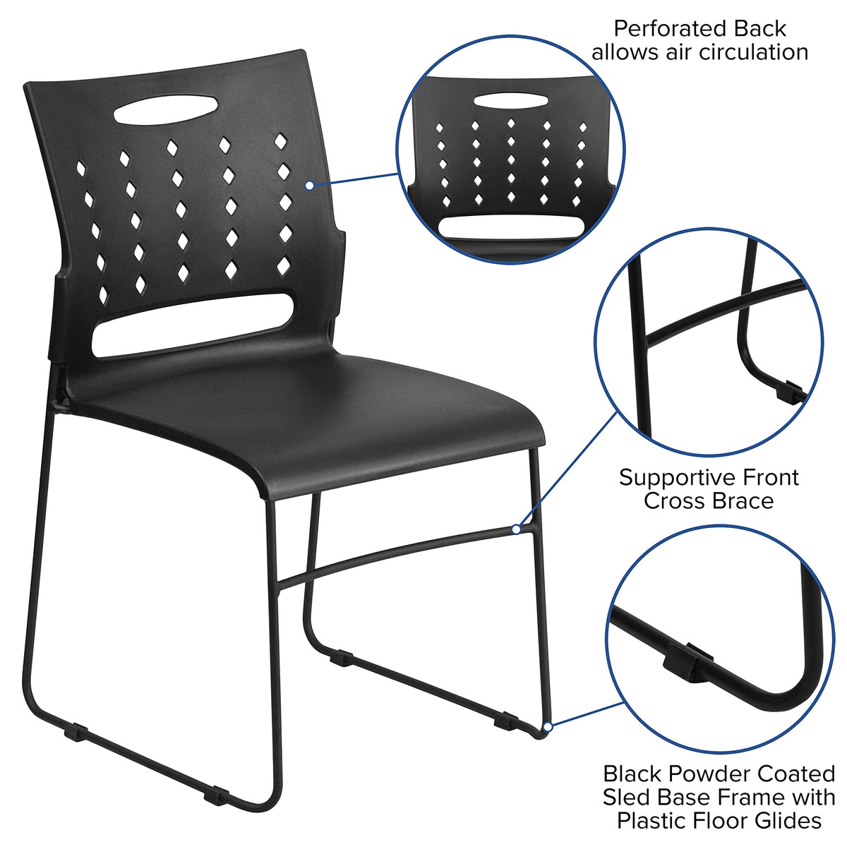 Black Stacking Chairs Set of 5 W369521