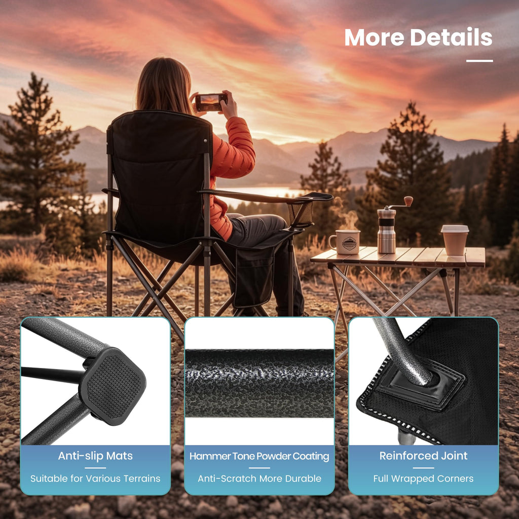 Oversized Folding Camping Chairs 2 Pack Black C37415