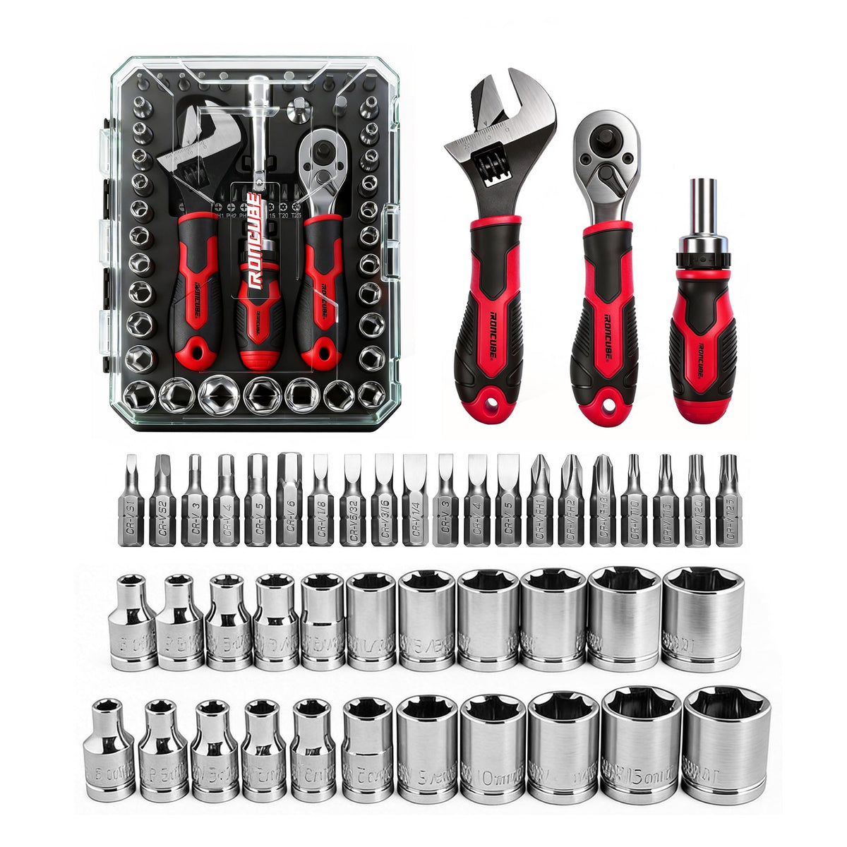 53-Piece Socket Ratchet Wrench Set with Ratcheting Screwdriver S561