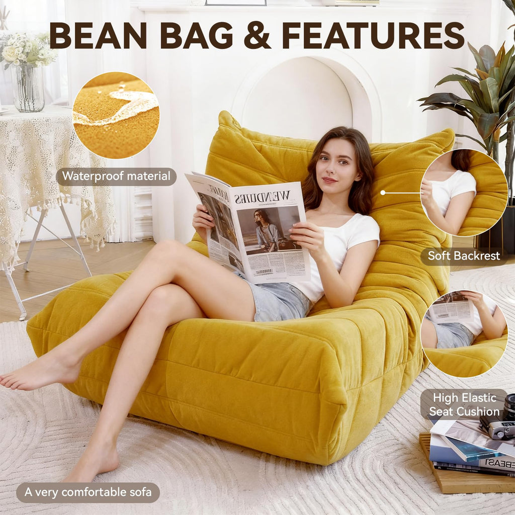 Yellow Memory Foam Bean Bag Chair A891