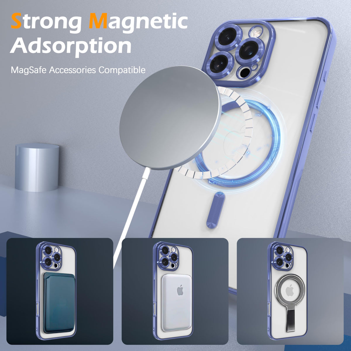 Magnetic Clear Case for iPhone 13 Pro Max with Camera Lens Protection D28585