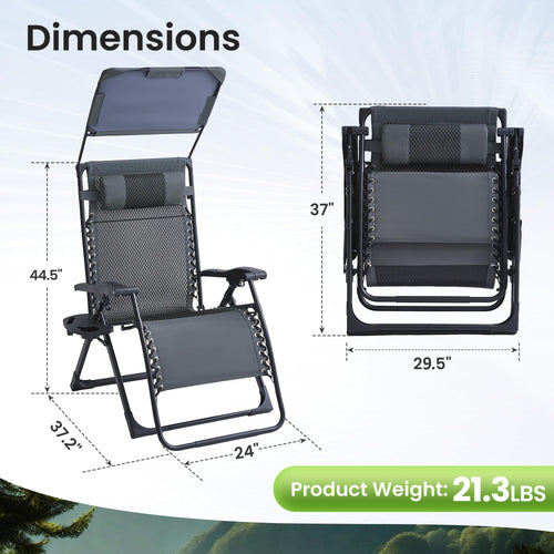 2 Pack Zero Gravity Chairs with Canopy A637410