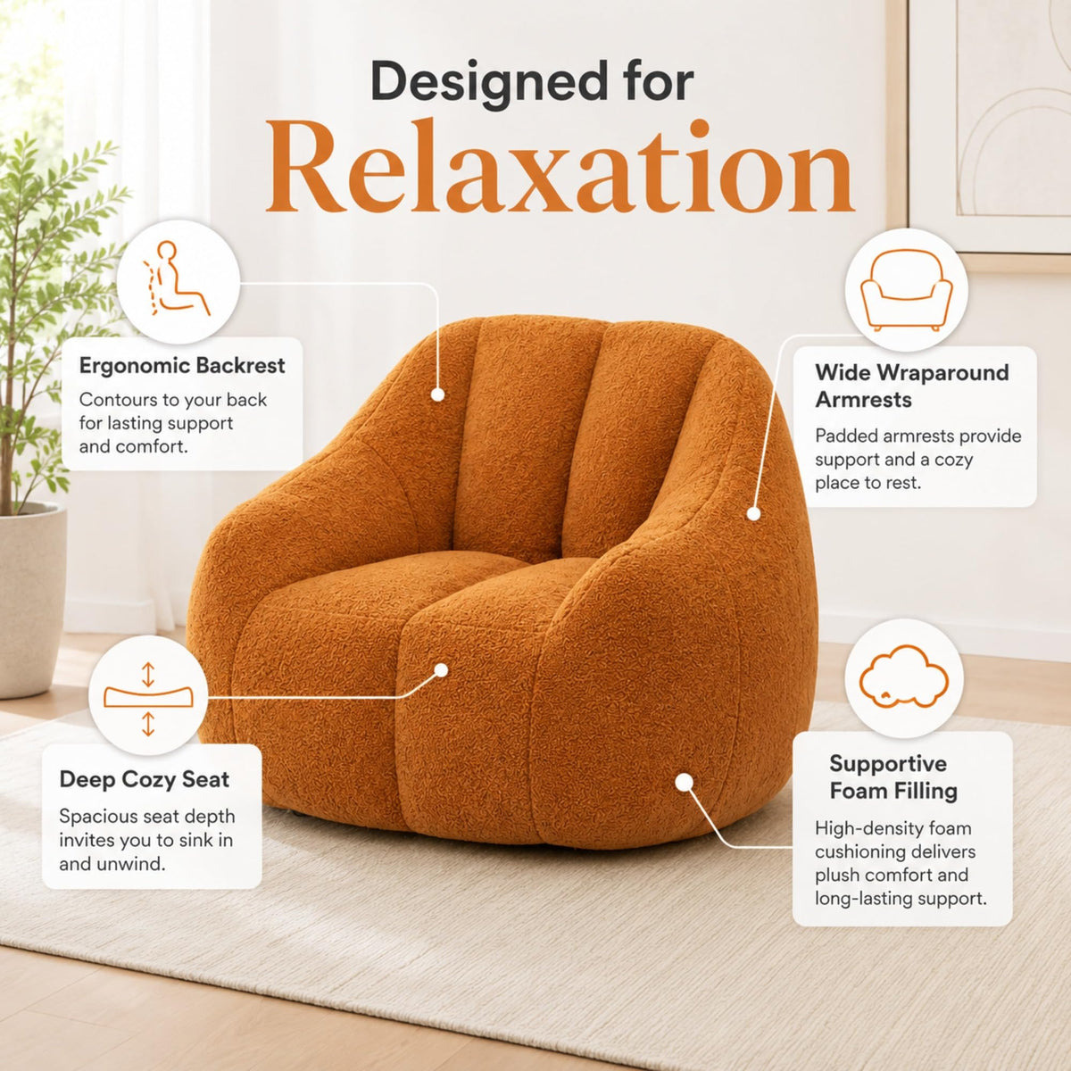 Yellow Memory Foam Bean Bag Chair Z132013