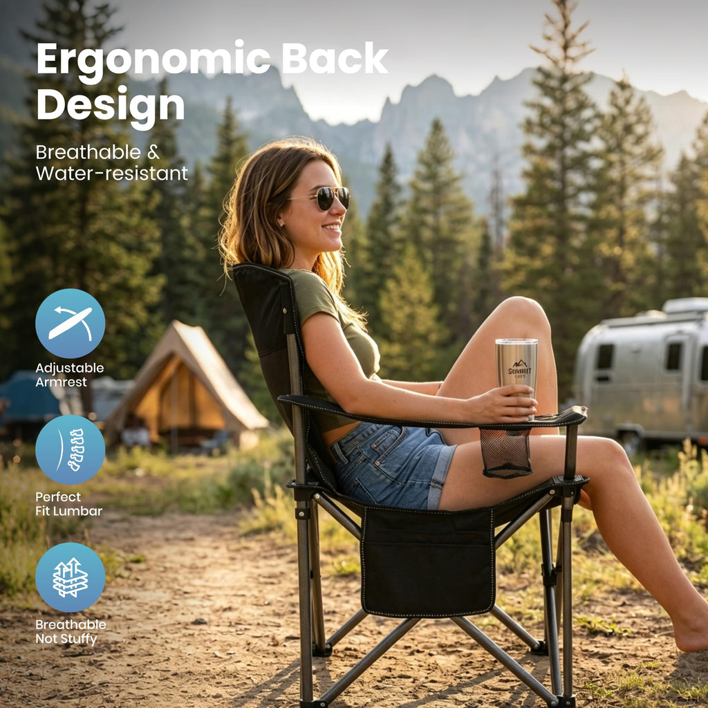 Oversized Folding Camping Chairs 2 Pack Black C37415