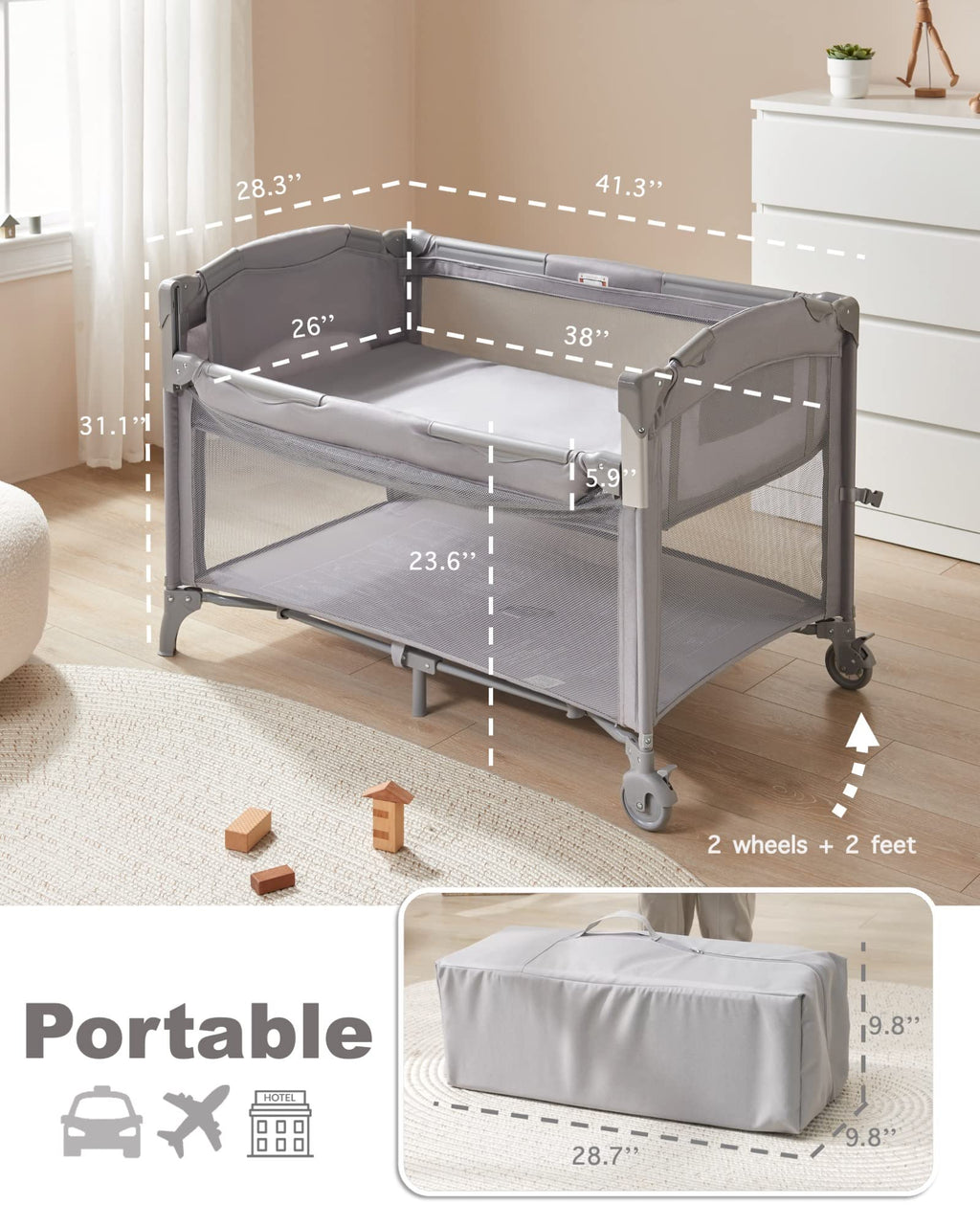 4 in 1 Baby Bassinet Bedside Sleeper L6338