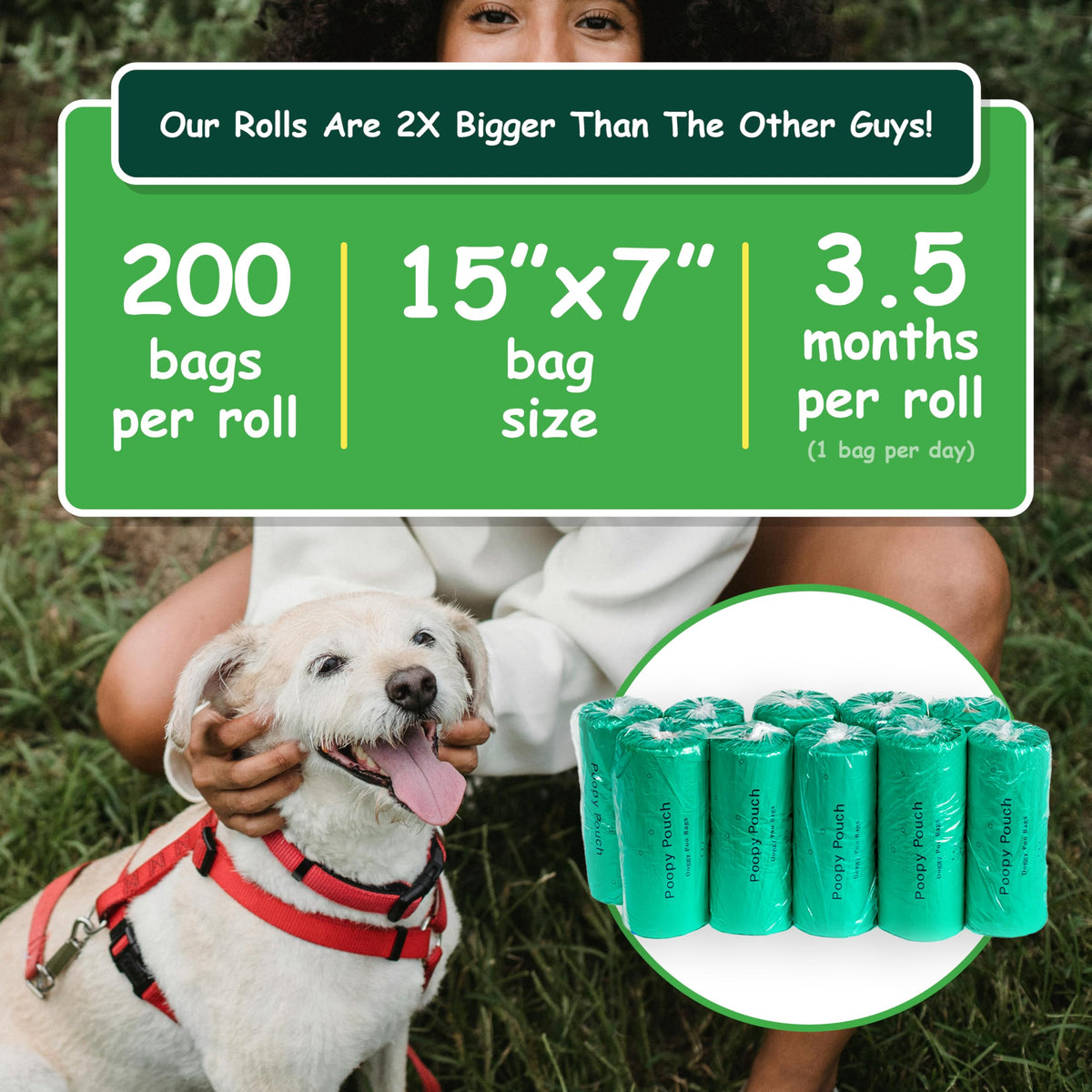 Lemon-Scented Tie-Handle Dog Poop Bags 2,000pcs Z863