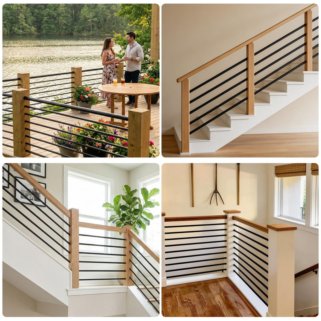 5 Pack 6 FT Aluminum Stair Balusters Matte Black M298979
