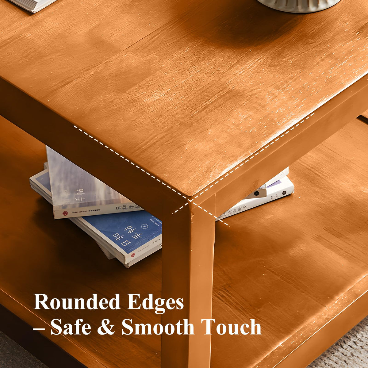 Solid Wood Square Side Table with Storage Shelf A811028