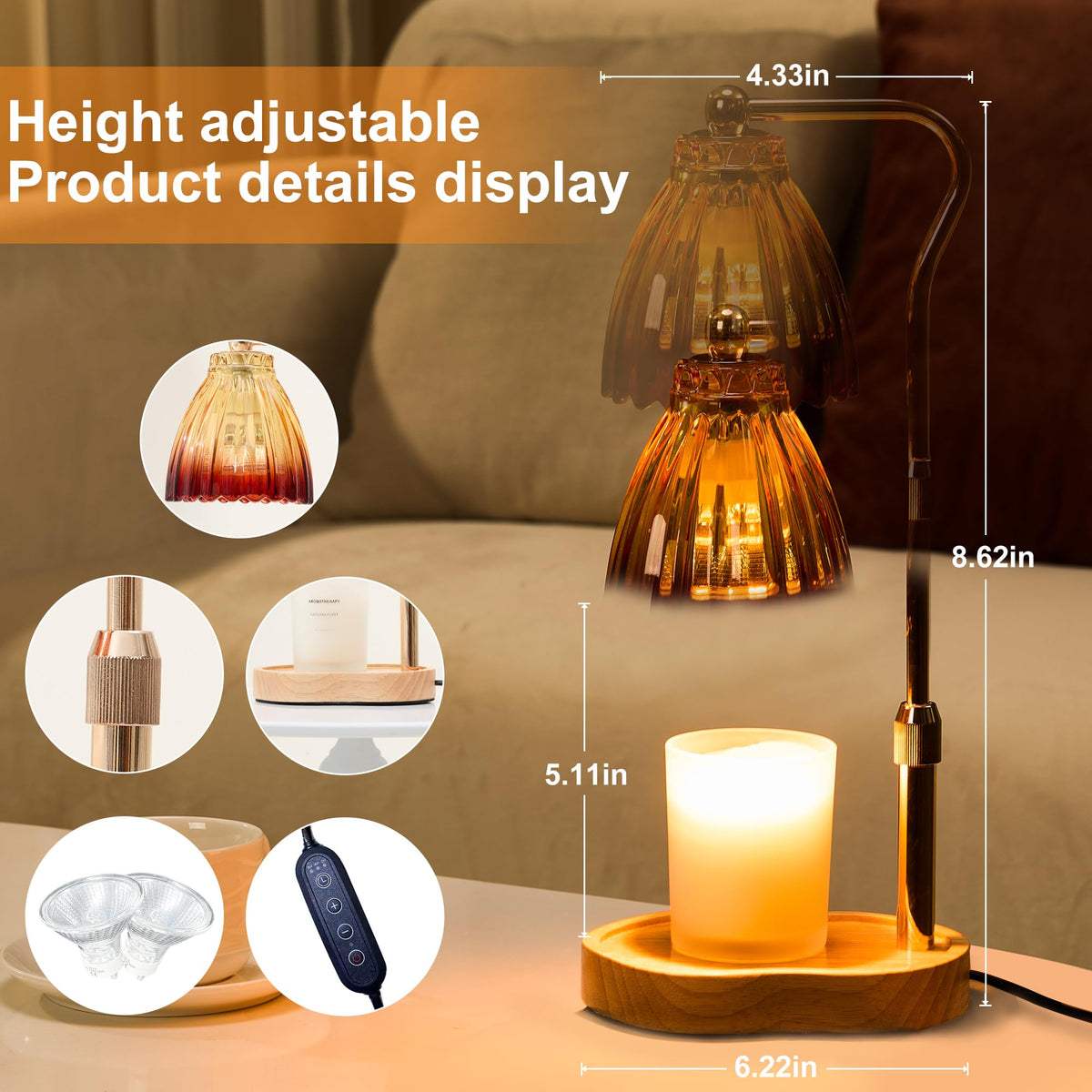 Candle Warmer Lamp with Timer Dimmable J4444