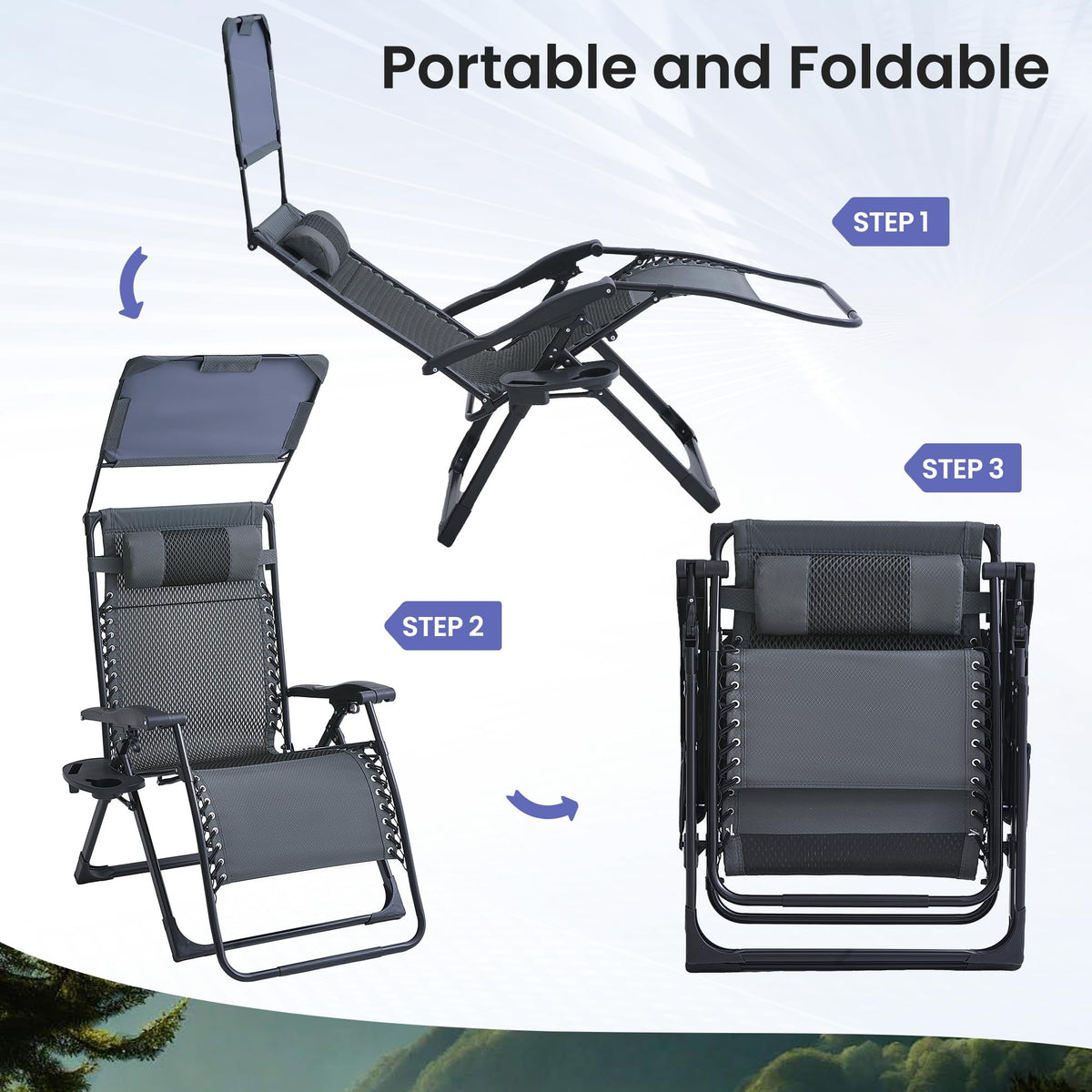 2 Pack Zero Gravity Chairs with Canopy A637410