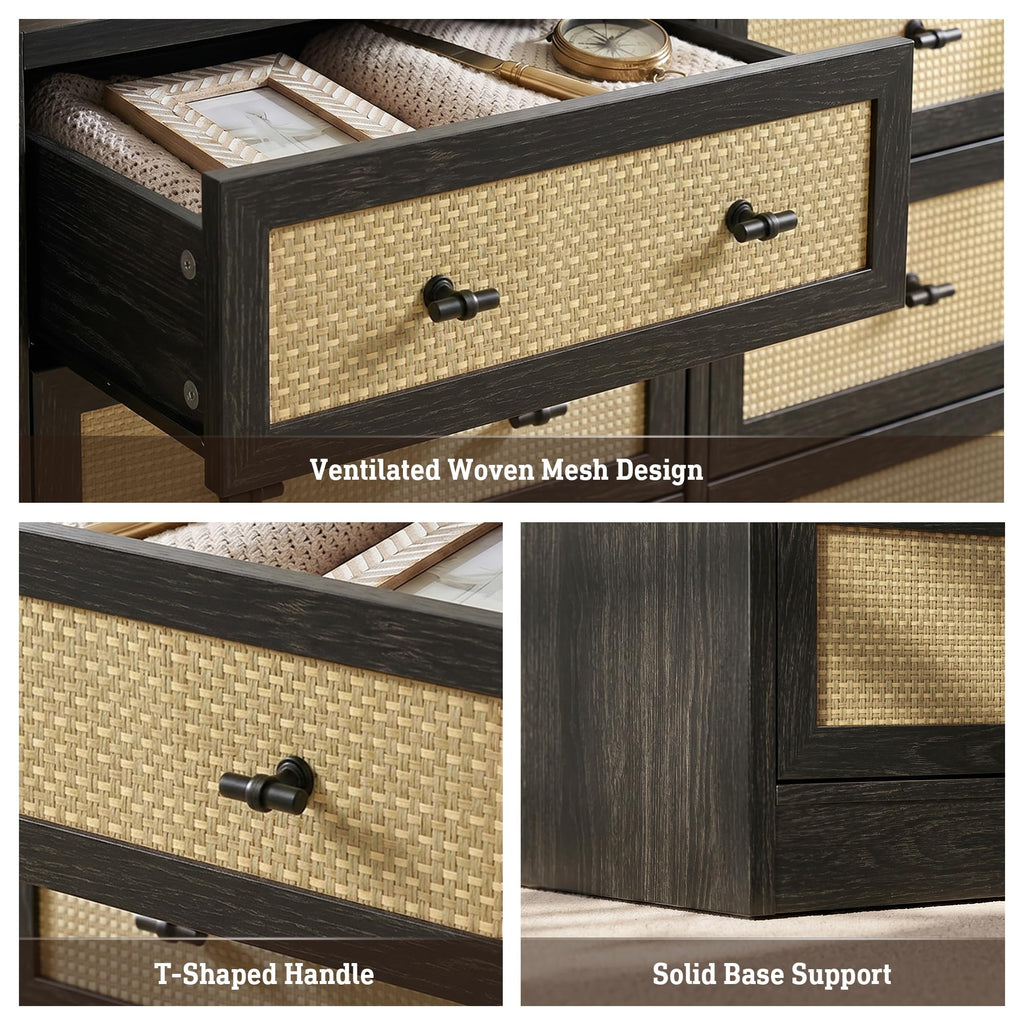 9 Drawer Rattan Dresser B61645