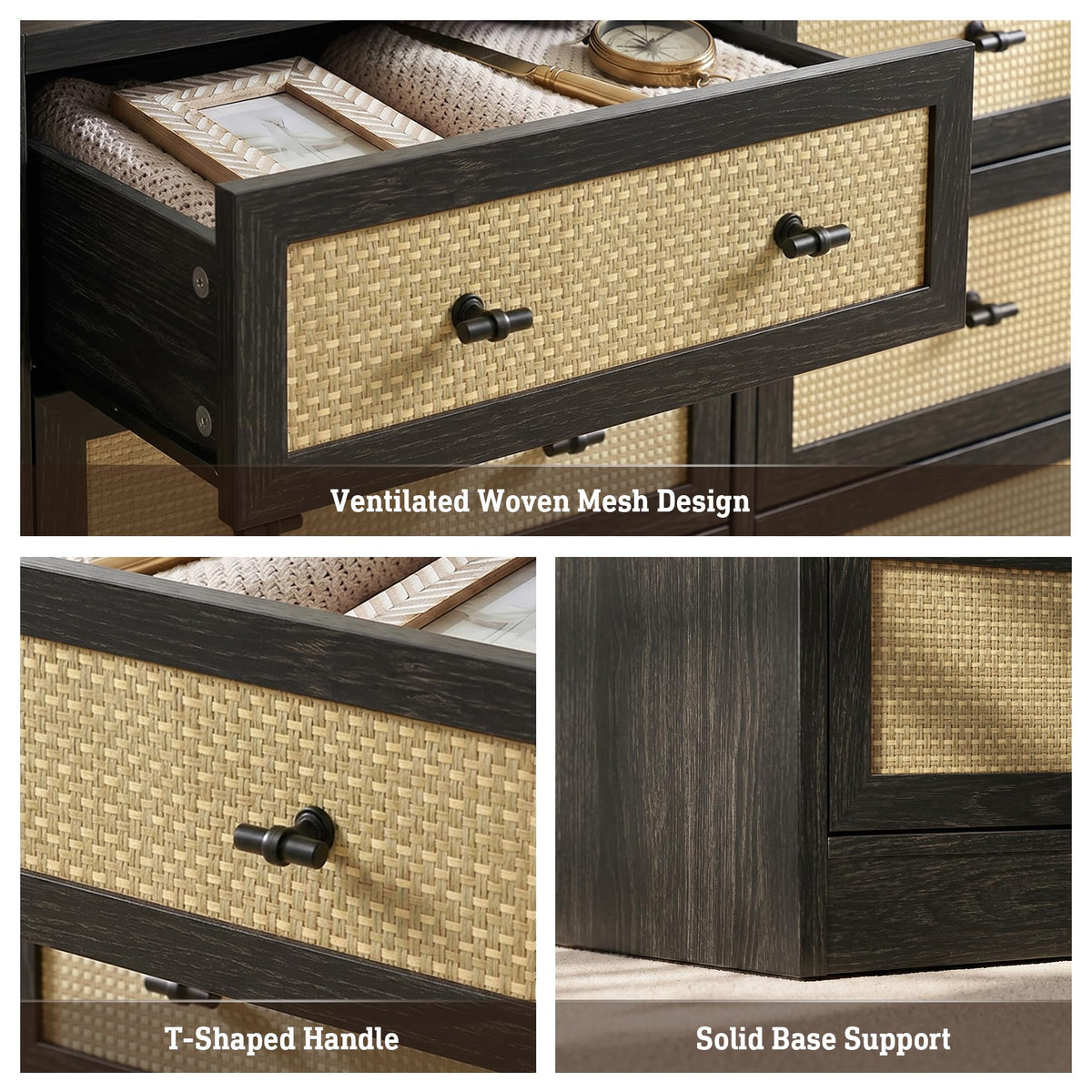 9 Drawer Rattan Dresser B61645