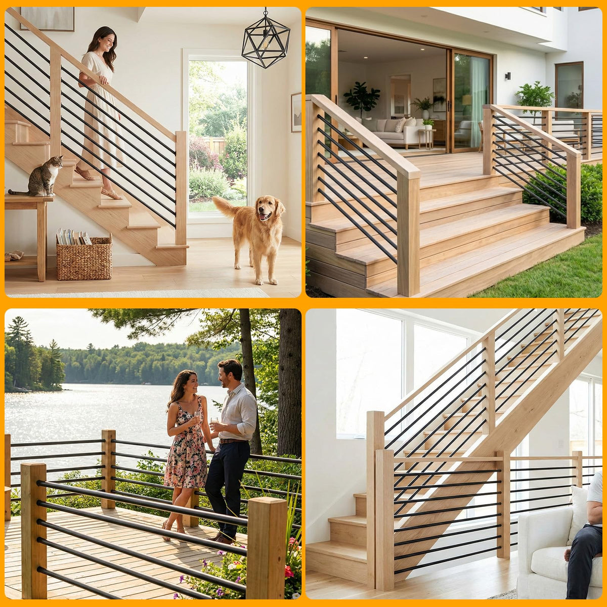 5 Pack 6 FT Aluminum Stair Balusters Matte Black M298979