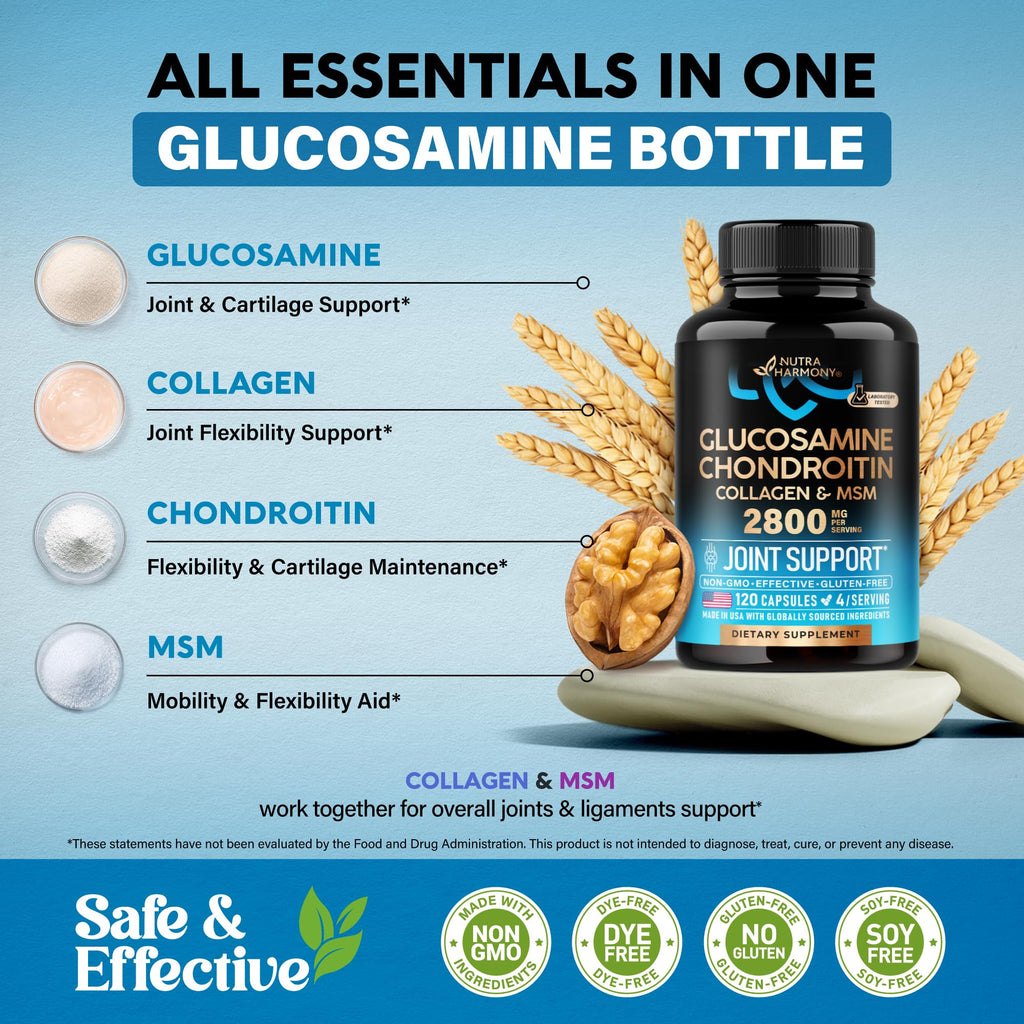 Glucosamine Chondroitin MSM Collagen 2800 mg 120 Caps I9040