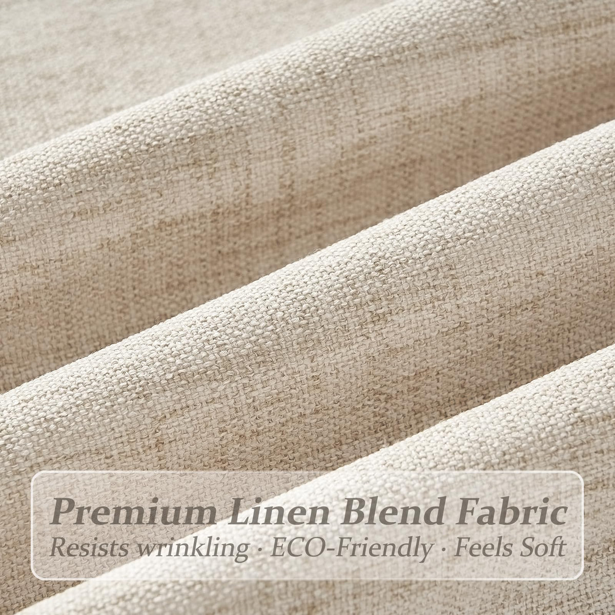 Natural Linen Pleated Curtains 86 Inches Long 50 Inch Wide 2 Panels Set D1979
