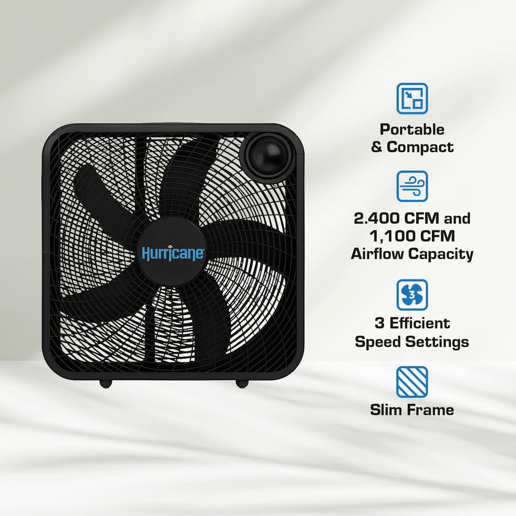 Black 3 Speed 20in Floor Box Fan, 2 Pack X491537
