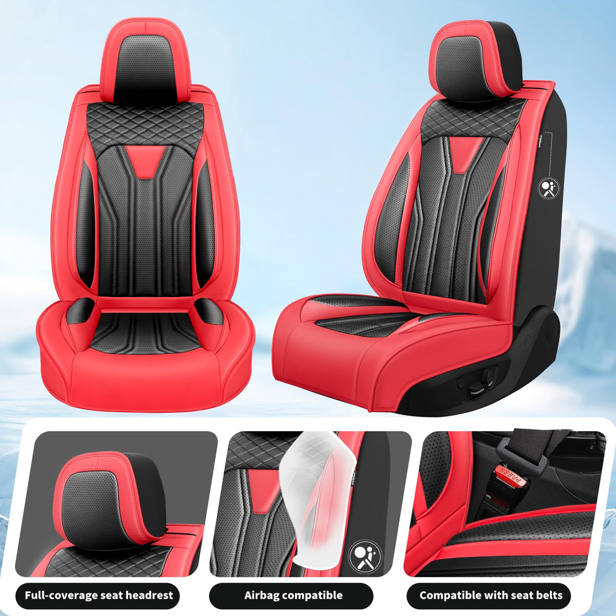 Red & Black Car Seat Covers C51851