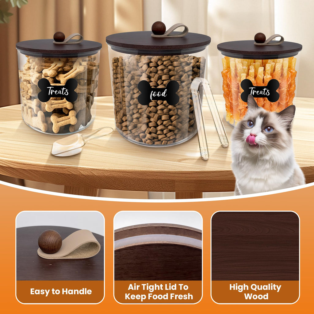 3 Pack Airtight Dog Treat Containers with Bamboo Lids V284385
