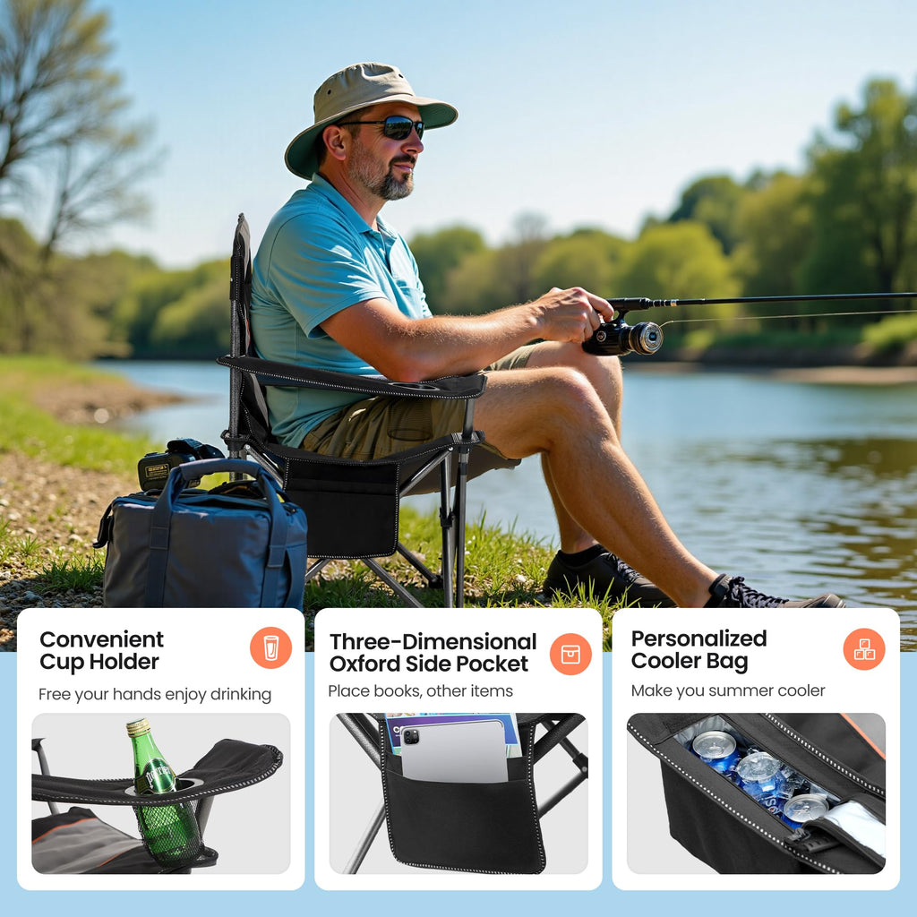Oversized Folding Camping Chairs 2 Pack Black C37415