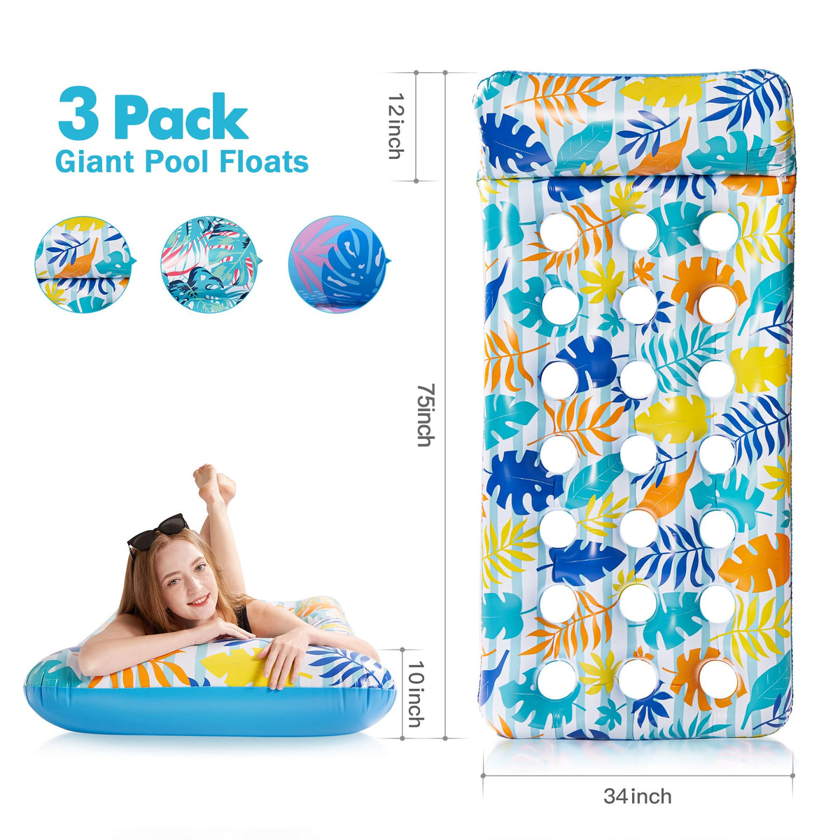 3 Pack Inflatable Pool Floats H2961