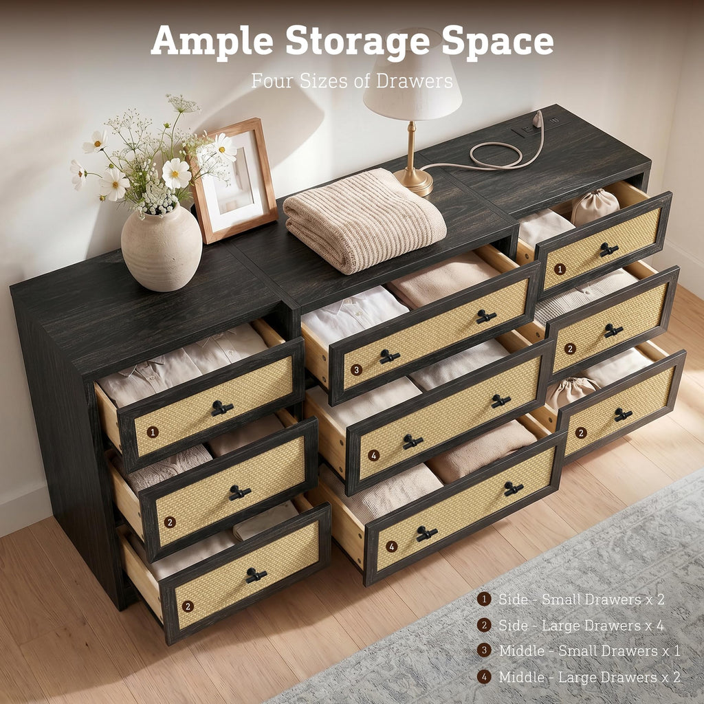 9 Drawer Rattan Dresser B61645