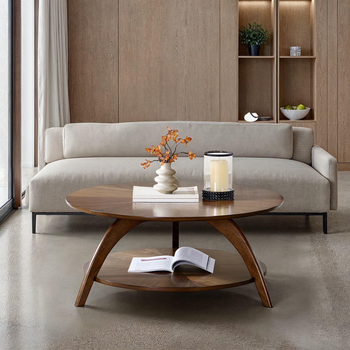 Round Wood Coffee Table Q49130