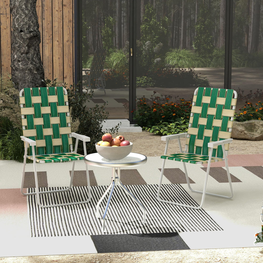Folding Lawn Chairs Set of 2 with Armrests E480