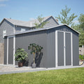 12x8 FT Galvanized Steel Storage Shed with Lockable Doors B7803