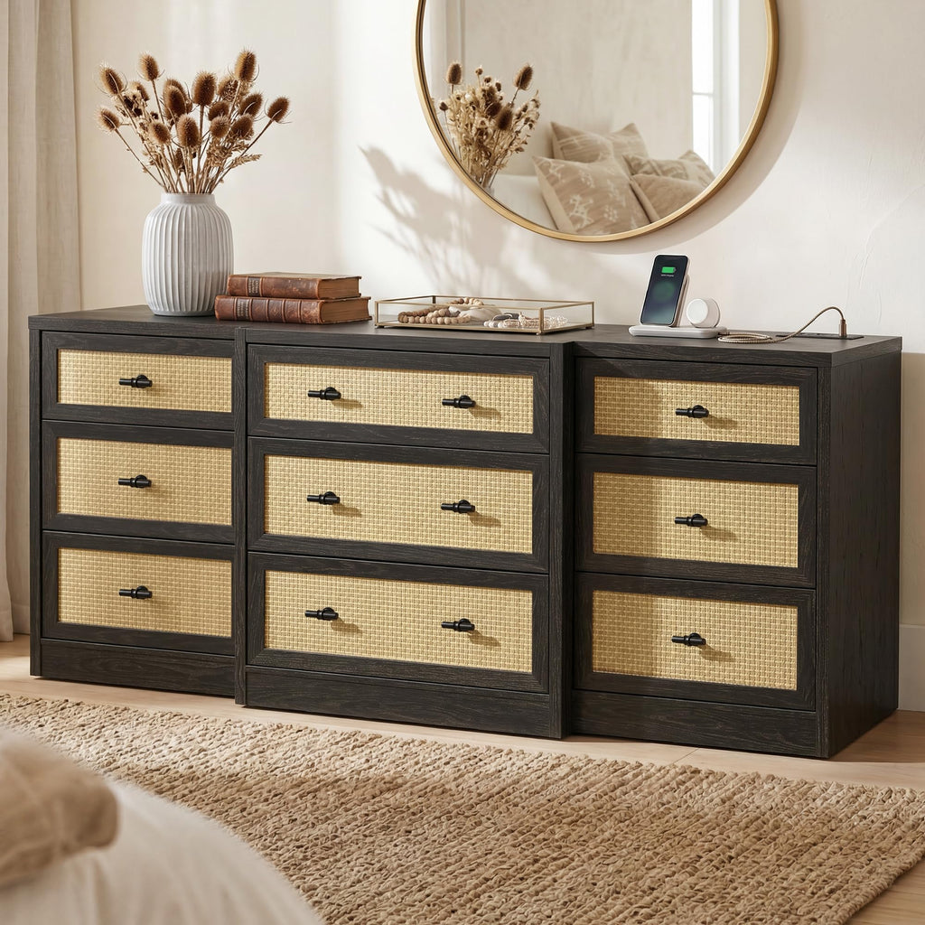 9 Drawer Rattan Dresser B61645